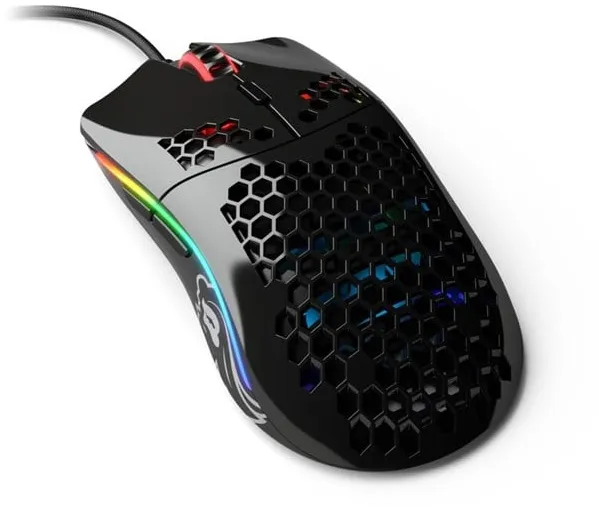 Glorious Model O- (Small) - Glänsande svart - Gamingmus - Optisk - 6 knappar - Svart med RGB-belysning